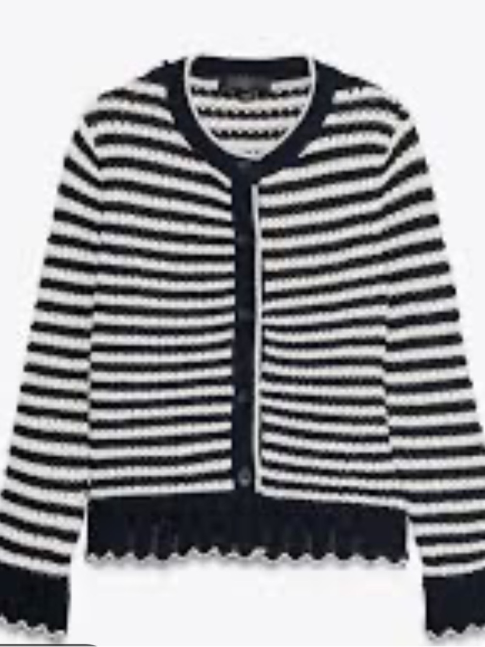 Zara Striped Cardigan with Scalloped Ruffle Edge Sz L (est.)